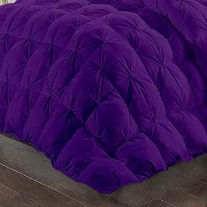 All-Season 500 GSM Egg Plant Goose Down Alternative 1 Piece Quilted Pinch Pleated Single Comforter 800 Thread Count Egyptian Cotton Soft & Fluffy Breathable California King