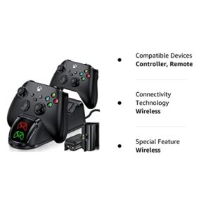 Controller Charger for Xbox Series X/Xbox One Controller, Charging Station with Dual Controller Battery Pack, 4 Battery Cover, 1 Rechargeable Charging Cable, Remote Stand Charger Station for Xbox