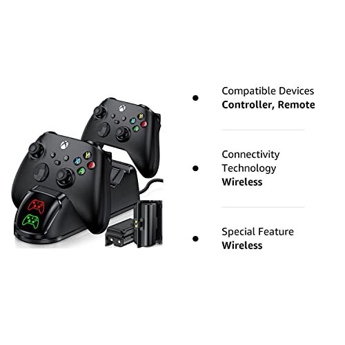 Controller Charger for Xbox Series X/Xbox One Controller, Charging Station with Dual Controller Battery Pack, 4 Battery Cover, 1 Rechargeable Charging Cable, Remote Stand Charger Station for Xbox