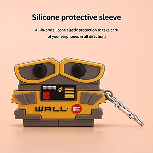 Compatible with Beats Studio Buds Case 2021,Cute and Fun 3D Cartoo nanime and Movie Character Heads with Silicone Design Protective Cover with Keychain (Wall-e)