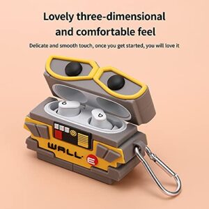 Compatible with Beats Studio Buds Case 2021,Cute and Fun 3D Cartoo nanime and Movie Character Heads with Silicone Design Protective Cover with Keychain (Wall-e)