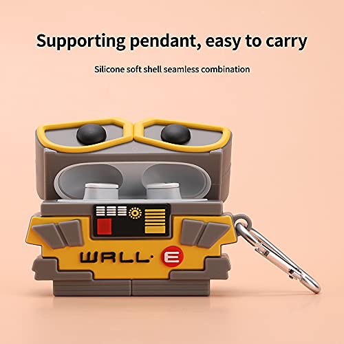 Compatible with Beats Studio Buds Case 2021,Cute and Fun 3D Cartoo nanime and Movie Character Heads with Silicone Design Protective Cover with Keychain (Wall-e)