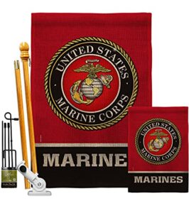 us military united state burlap garden house flag-kit armed forces marine corps usmc semper fi american military veteran retire official banner small yard gift double-sided, made in usa