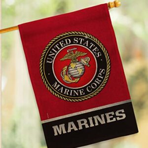 US MILITARY United State Burlap Garden House Flag-Kit Armed Forces Marine Corps USMC Semper Fi American Military Veteran Retire Official Banner Small Yard Gift Double-Sided, Made in USA