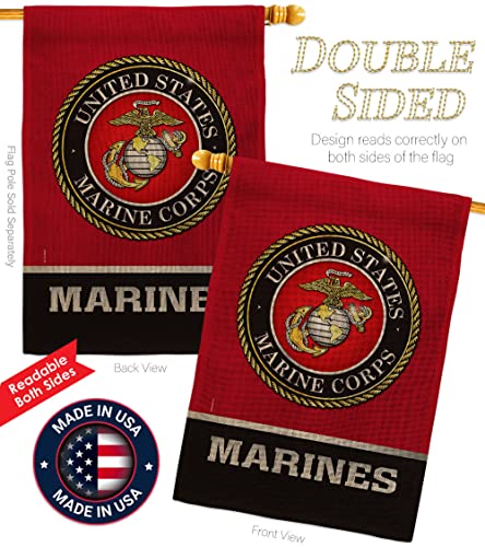 US MILITARY United State Burlap Garden House Flag-Kit Armed Forces Marine Corps USMC Semper Fi American Military Veteran Retire Official Banner Small Yard Gift Double-Sided, Made in USA