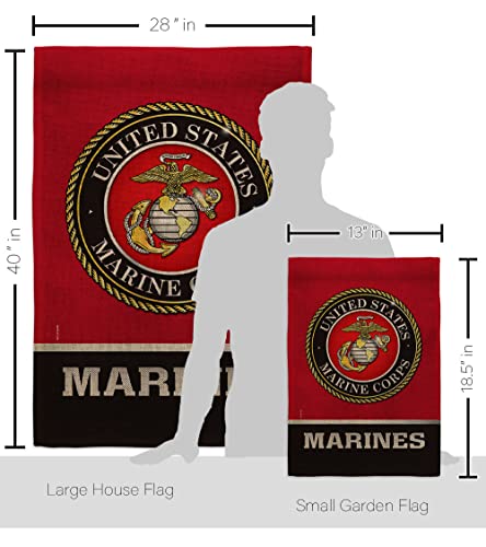 US MILITARY United State Burlap Garden House Flag-Kit Armed Forces Marine Corps USMC Semper Fi American Military Veteran Retire Official Banner Small Yard Gift Double-Sided, Made in USA