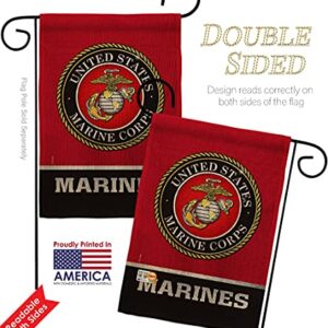 US MILITARY United State Burlap Garden Flag 2pcs Pack Armed Forces Marine Corps USMC Semper Fi American Military Veteran Retire Official House Banner Small Yard Gift Double-Sided, Made in USA