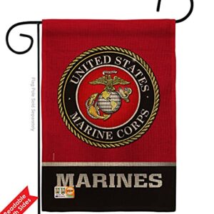 US MILITARY United State Burlap Garden Flag 2pcs Pack Armed Forces Marine Corps USMC Semper Fi American Military Veteran Retire Official House Banner Small Yard Gift Double-Sided, Made in USA