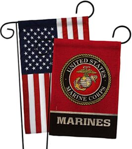 us military united state burlap garden flag pack armed forces marine corps usmc semper fi american military veteran retire official applique house banner small yard gift double-sided, made in usa