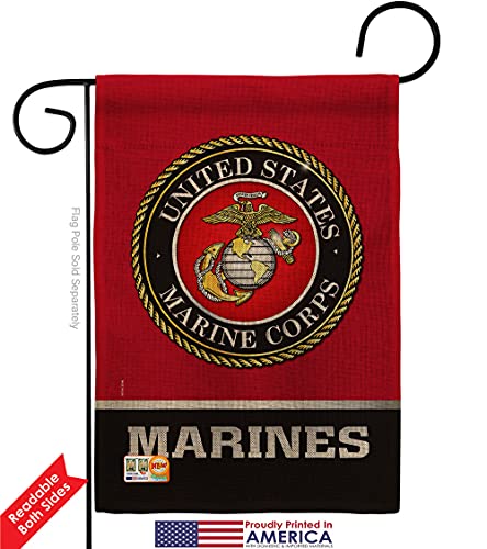 US MILITARY United State Burlap Garden Flag Pack Armed Forces Marine Corps USMC Semper Fi American Military Veteran Retire Official Applique House Banner Small Yard Gift Double-Sided, Made in USA