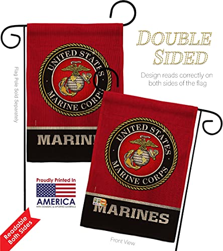 US MILITARY United State Burlap Garden Flag Pack Armed Forces Marine Corps USMC Semper Fi American Military Veteran Retire Official Applique House Banner Small Yard Gift Double-Sided, Made in USA