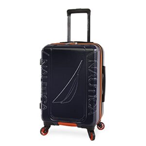 nautica birch hardside spinner luggage, navy/orange, carry-on 21-inch