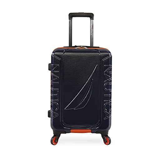 Nautica Birch Hardside Spinner Luggage, Navy/Orange, Carry-On 21-Inch