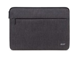 acer protective laptop sleeve | up to 15.6" notebook | easy access outside zipper pocket for adapters, mouse or dongle | gray