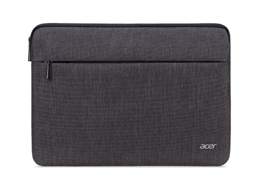 Acer Protective Laptop Sleeve | Up to 15.6" Notebook | Easy Access Outside Zipper Pocket for Adapters, Mouse or Dongle | Gray