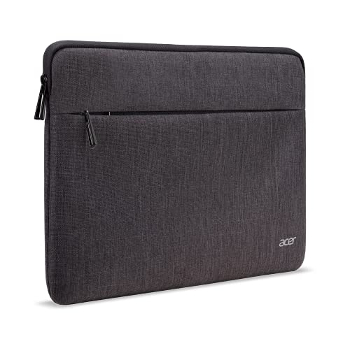 Acer Protective Laptop Sleeve | Up to 15.6" Notebook | Easy Access Outside Zipper Pocket for Adapters, Mouse or Dongle | Gray