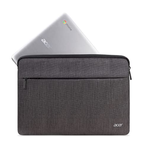 Acer Protective Laptop Sleeve | Up to 15.6" Notebook | Easy Access Outside Zipper Pocket for Adapters, Mouse or Dongle | Gray