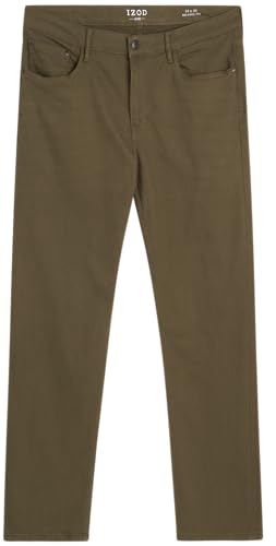 IZOD Men's Denim Jeans - Comfort Stretch Relax Fit Jeans - Casual Jeans for Men, Size 32W x 30L, Smoky Olive