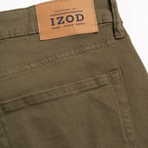 IZOD Men's Denim Jeans - Comfort Stretch Relax Fit Jeans - Casual Jeans for Men, Size 32W x 30L, Smoky Olive