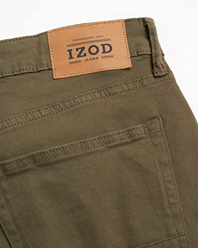 IZOD Men's Denim Jeans - Comfort Stretch Relax Fit Jeans - Casual Jeans for Men, Size 32W x 30L, Smoky Olive