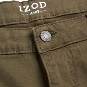 IZOD Men's Denim Jeans - Comfort Stretch Relax Fit Jeans - Casual Jeans for Men, Size 32W x 30L, Smoky Olive