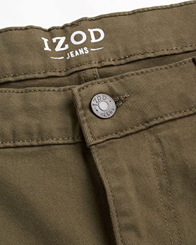 IZOD Men's Denim Jeans - Comfort Stretch Relax Fit Jeans - Casual Jeans for Men, Size 32W x 30L, Smoky Olive