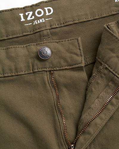 IZOD Men's Denim Jeans - Comfort Stretch Relax Fit Jeans - Casual Jeans for Men, Size 32W x 30L, Smoky Olive