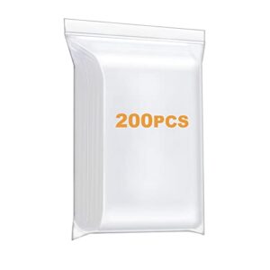 foopama 200 pcs 1.5" x 1.5" thick small clear zip poly lock plastic bags seal reclosable zip bag durable 2.4 mil jewelry earrings necklace ring coin beads pill zipper bags