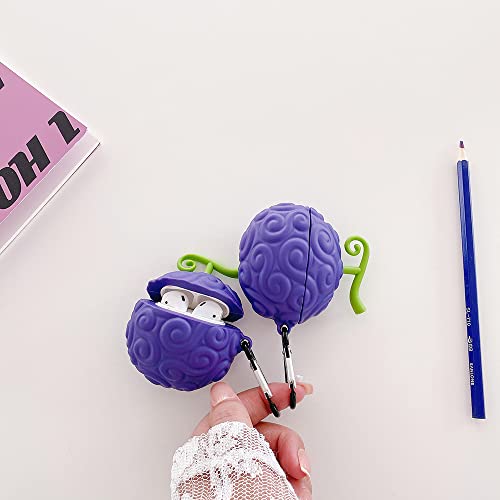 for Airpods 1&2 Case, Cute Funny Cool Soft Silicone,Fashion Anime 3D Character Design,with Safe and Convenient Keychain Very Suitable for Men, Women, Old People, Children (Rubber Fruit)