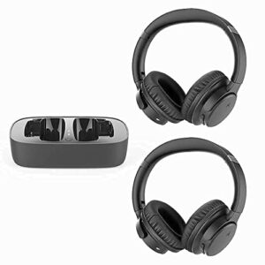 avantree ensemble & as50, bundle - wireless headphones (set of 2) for tv watching w/bluetooth 5.0 transmitter & charging dock (optical aux rca), over ear headset for seniors, 35 hrs audio playtime