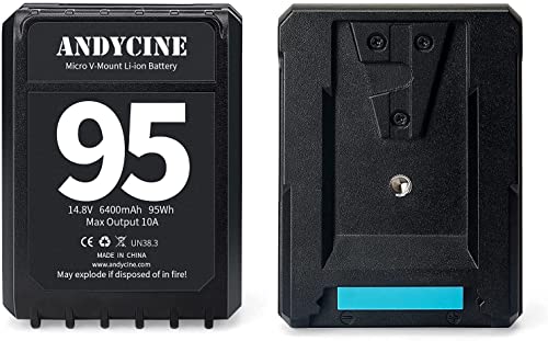 ANDYCINE Mini V-Mount Battery V-Lock 95Wh 10A Draw Batteries with Dual D-Tap & USB-A Output to Power Camcorder Camera,Compatible with BMPCC 4K,6K, Led Studio Lights(Battery Charger NOT Includ)