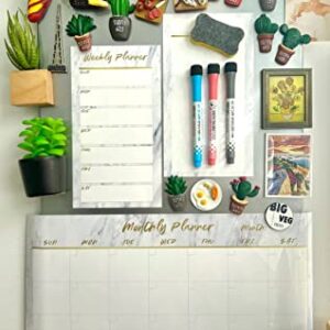 Fridge Calendar, Magnetic Planner, Dry Erase Calendar and Whiteboard for Home: Monthly & Planner & to Do List, Marble, Minimal Simple Design Multicolor 17 inches X 12 inches