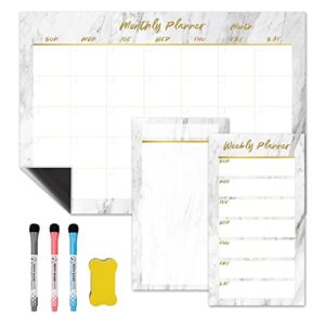 Fridge Calendar, Magnetic Planner, Dry Erase Calendar and Whiteboard for Home: Monthly & Planner & to Do List, Marble, Minimal Simple Design Multicolor 17 inches X 12 inches