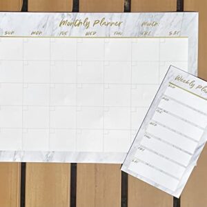 Fridge Calendar, Magnetic Planner, Dry Erase Calendar and Whiteboard for Home: Monthly & Planner & to Do List, Marble, Minimal Simple Design Multicolor 17 inches X 12 inches