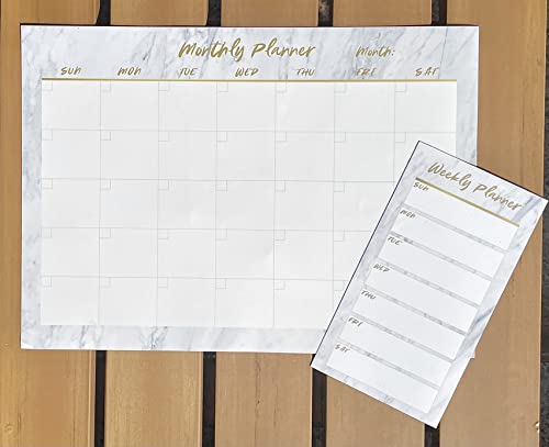 Fridge Calendar, Magnetic Planner, Dry Erase Calendar and Whiteboard for Home: Monthly & Planner & to Do List, Marble, Minimal Simple Design Multicolor 17 inches X 12 inches