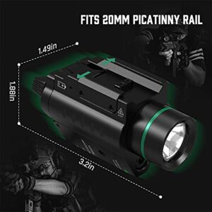 Feyachi LF-58 Green Laser Flashlight Light Combo 200 Lumen LED Flashlight Laser with Picatinny Rail Mount for Pistol Handgun Rifle