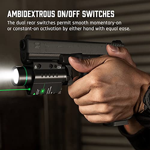 Feyachi LF-58 Green Laser Flashlight Light Combo 200 Lumen LED Flashlight Laser with Picatinny Rail Mount for Pistol Handgun Rifle