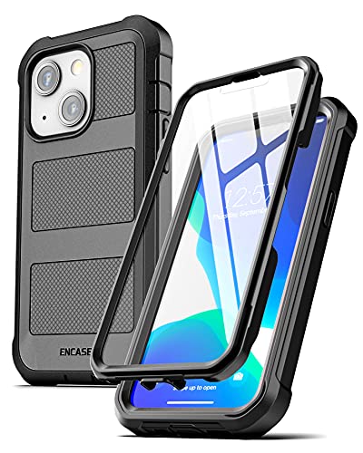 Encased Falcon Armor Designed for iPhone 13 Mini Case with Screen Protector - Ultra Protective Full-Body Cover (Built-in Screen Guard) Black