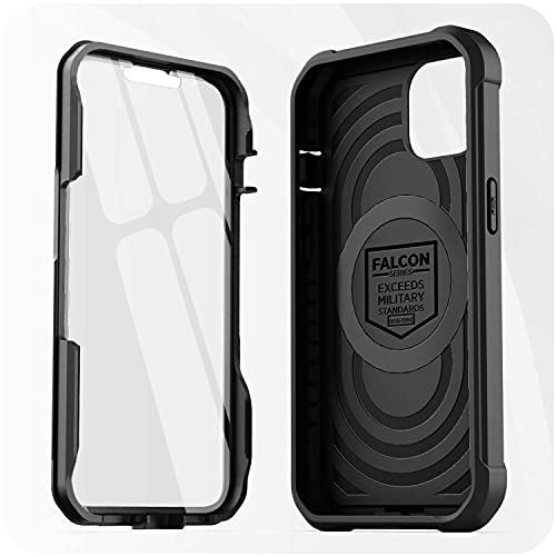 Encased Falcon Armor Designed for iPhone 13 Mini Case with Screen Protector - Ultra Protective Full-Body Cover (Built-in Screen Guard) Black