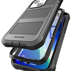 Encased Falcon Armor Designed for iPhone 13 Mini Case with Screen Protector - Ultra Protective Full-Body Cover (Built-in Screen Guard) Black
