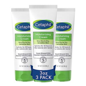 cetaphil body moisturizer, hydrating moisturizing cream for dry to very dry, sensitive skin, new 3 oz pack of 3, fragrance free, non-comedogenic, non-greasy