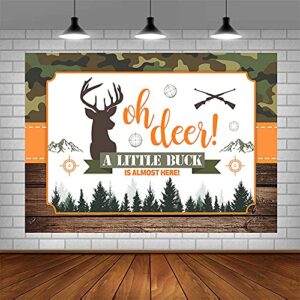 ABLIN 7x5ft Oh Deer Baby Shower Backdrop A Little Buck is Almost Here Baby Shower Party Decorations Mountain Jungle Photography Background Photo Booth Props Banner Vinyl