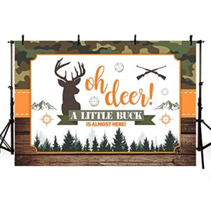 ABLIN 7x5ft Oh Deer Baby Shower Backdrop A Little Buck is Almost Here Baby Shower Party Decorations Mountain Jungle Photography Background Photo Booth Props Banner Vinyl