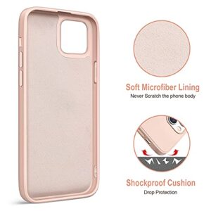 Hython Case for iPhone 13 Mini Case with Ring Stand [360° Rotatable Ring Holder Magnetic Kickstand] [Soft Microfiber Lining] Slim Shockproof Rubber Protective Phone Case Cover for Women, Pink Sand