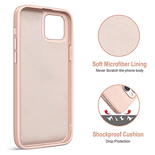 Hython Case for iPhone 13 Mini Case with Ring Stand [360° Rotatable Ring Holder Magnetic Kickstand] [Soft Microfiber Lining] Slim Shockproof Rubber Protective Phone Case Cover for Women, Pink Sand