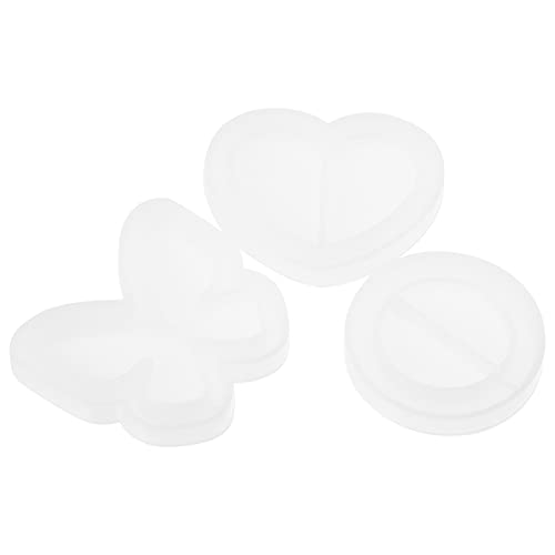 ARTIBETTER 3Pcs/ Set Jewelry Tray Silicone Mold Round Heart Butterfly Shape Trinket Tray Resin Molds Crystal Epoxy Casting Mold for DIY Rings Jewelry Dish