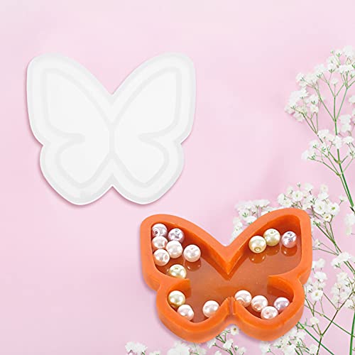 ARTIBETTER 3Pcs/ Set Jewelry Tray Silicone Mold Round Heart Butterfly Shape Trinket Tray Resin Molds Crystal Epoxy Casting Mold for DIY Rings Jewelry Dish