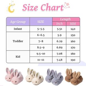 Drecage Girls Toddler Slippers Boys House Shoes For Little Kids Cute with Bunny Design Plush ndoor Slippers Non-Slip Pink 11-12 Little Kid