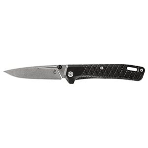 gerber gear zilch folding pocket knife, 3.1 inch plain edge blade, black