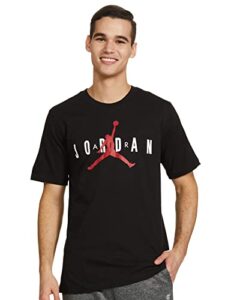 jordan men short sleeve air black/white/red wordmark t-shirt - s
